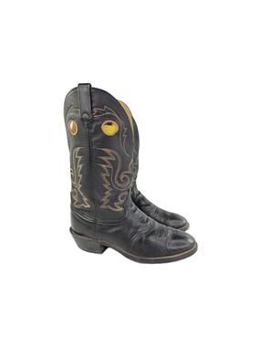 Laredo Kane Black Leather R Toe Cowboy Boots US 10.5 D Men’s Western Boot